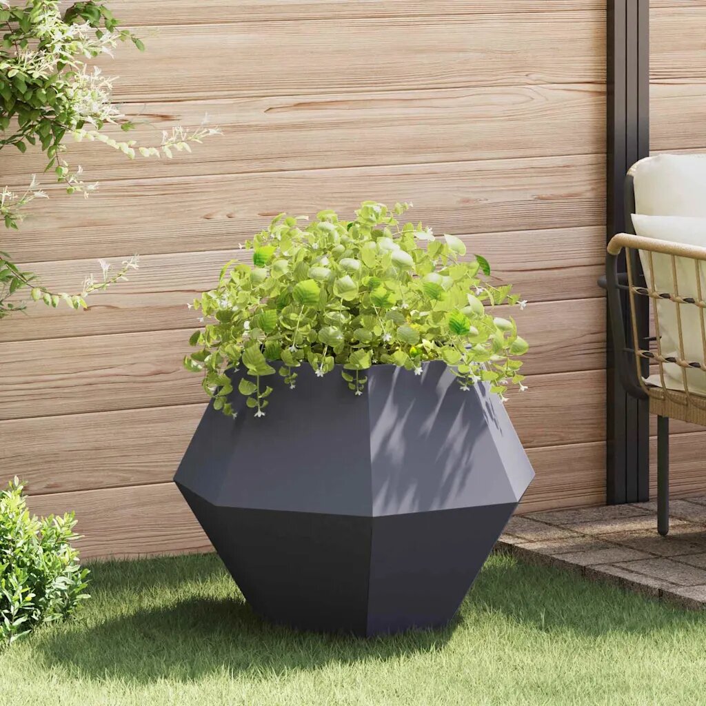 vidaXL Кашпа Антрацит 75 x 75 x 60 см Стомана