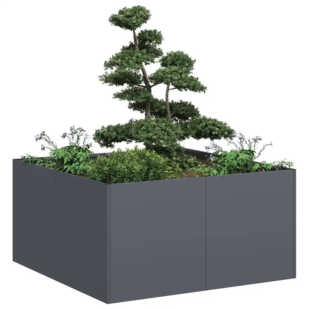 vidaXL Кашпа антрацит 80x80x40 см студеновалцувана стомана