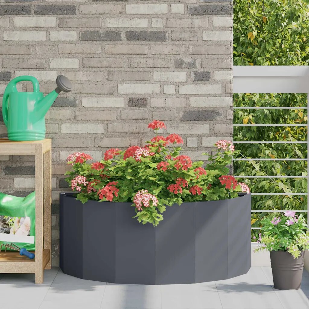 vidaXL Кашпа Антрацит 90 x 45 x 35 cm Стомана
