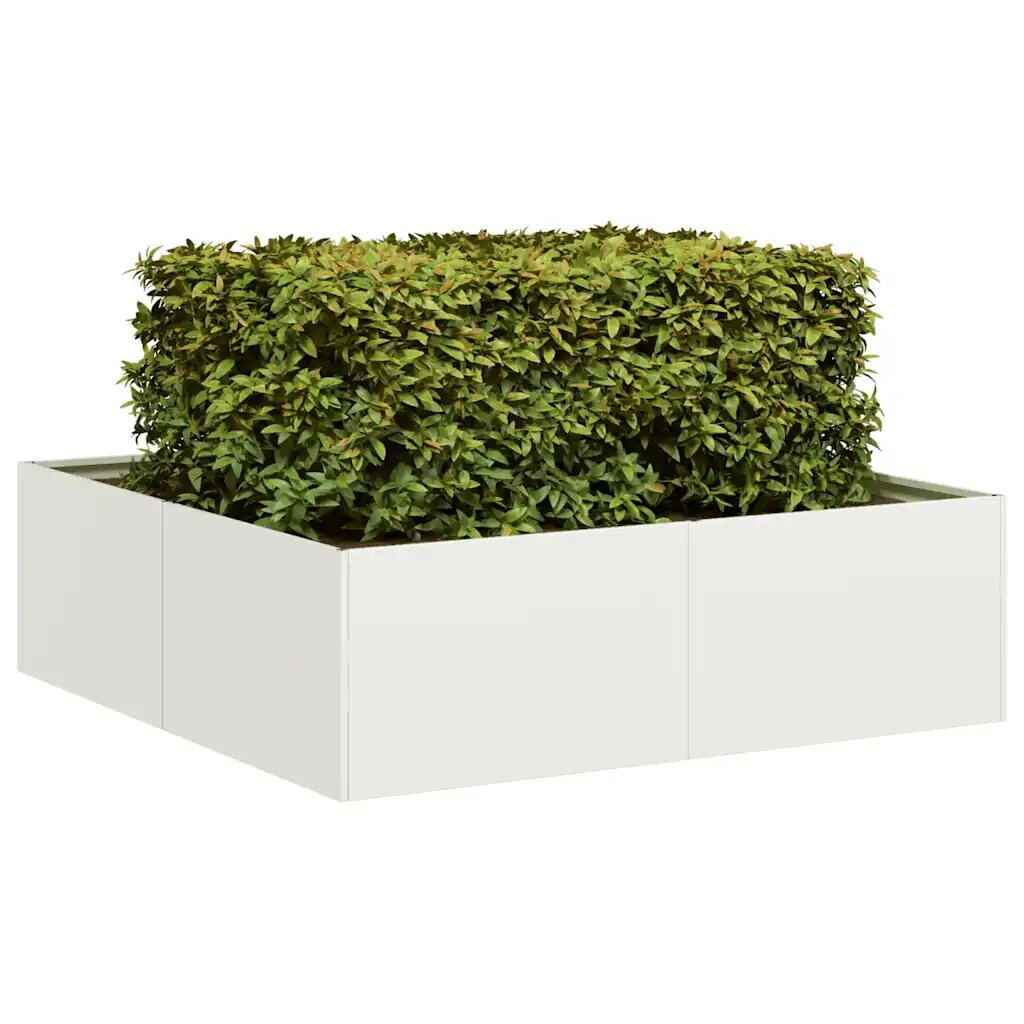 vidaXL Кашпа бяла 100x100x30 см стомана