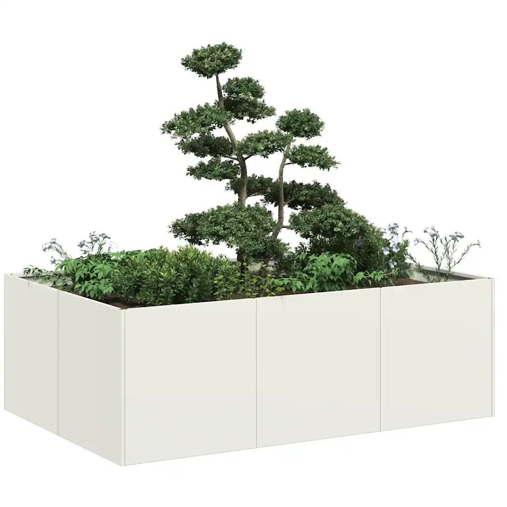 vidaXL Кашпа бяла 120x80x40 см стомана
