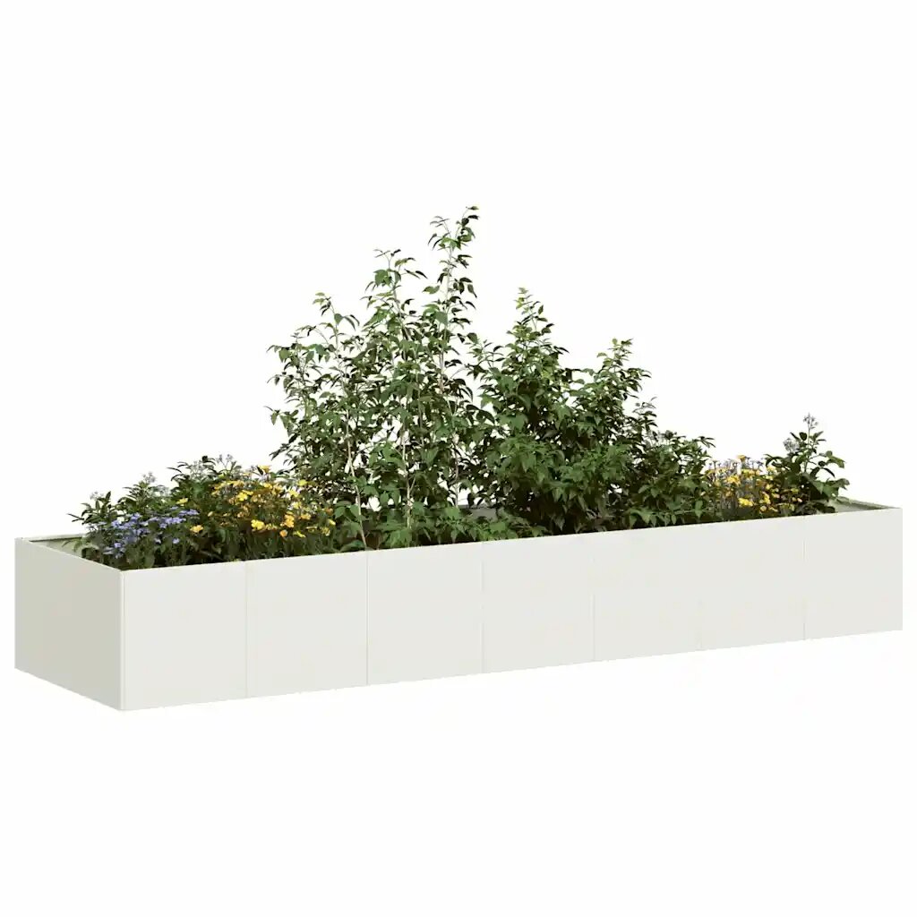 vidaXL Кашпа бяла 280x80x40 см стомана