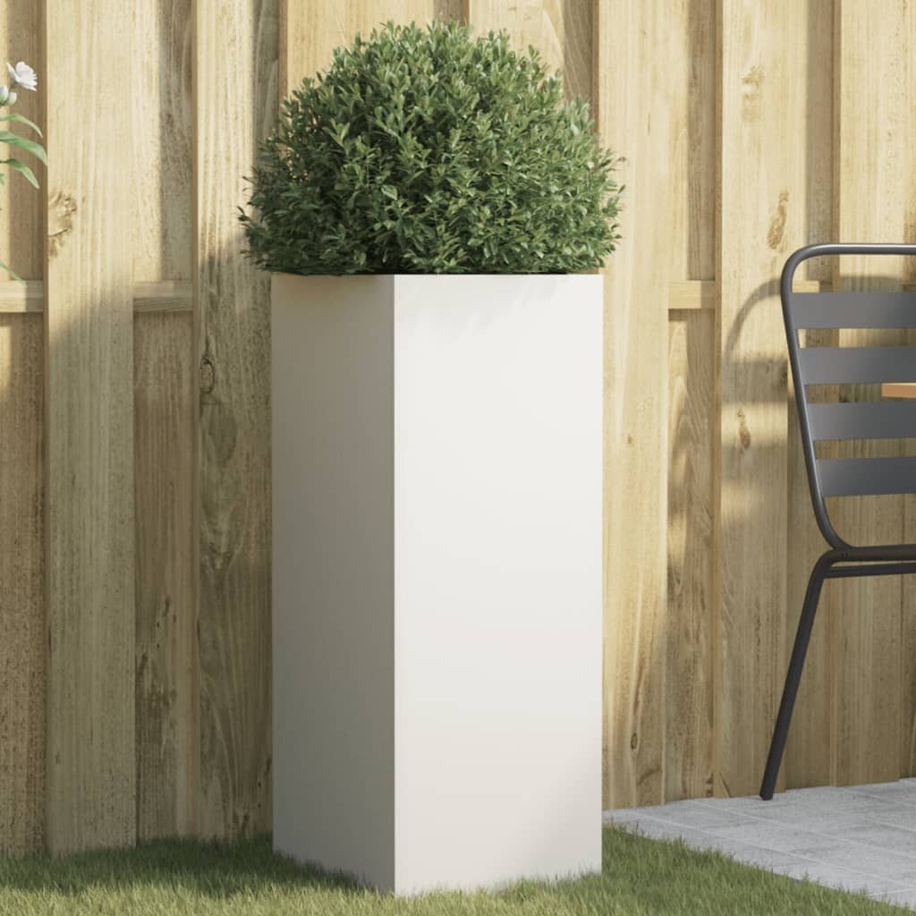 vidaXL Кашпа бяла 32x29x75 см стомана
