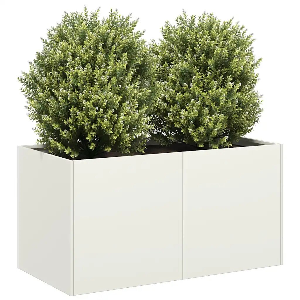 vidaXL Кашпа бяла 80x40x40 см студеновалцувана стомана
