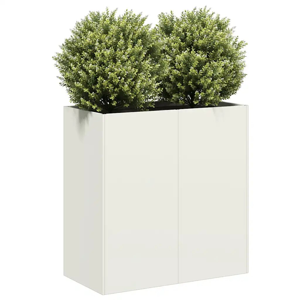 vidaXL Кашпа бяла 80x40x80 см студеновалцувана стомана