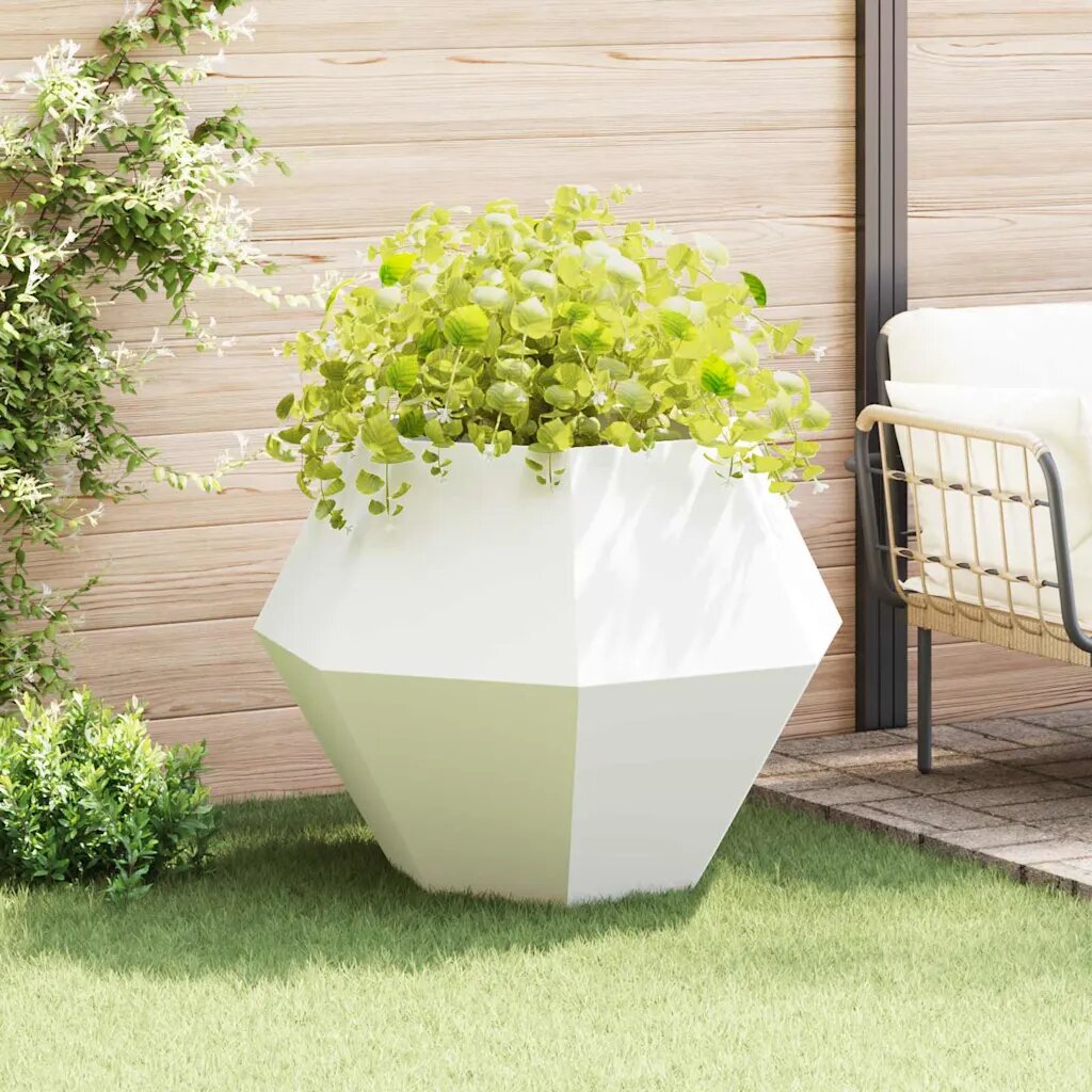 vidaXL Кашпа Бяло 100 x 100 x 80 см Стомана