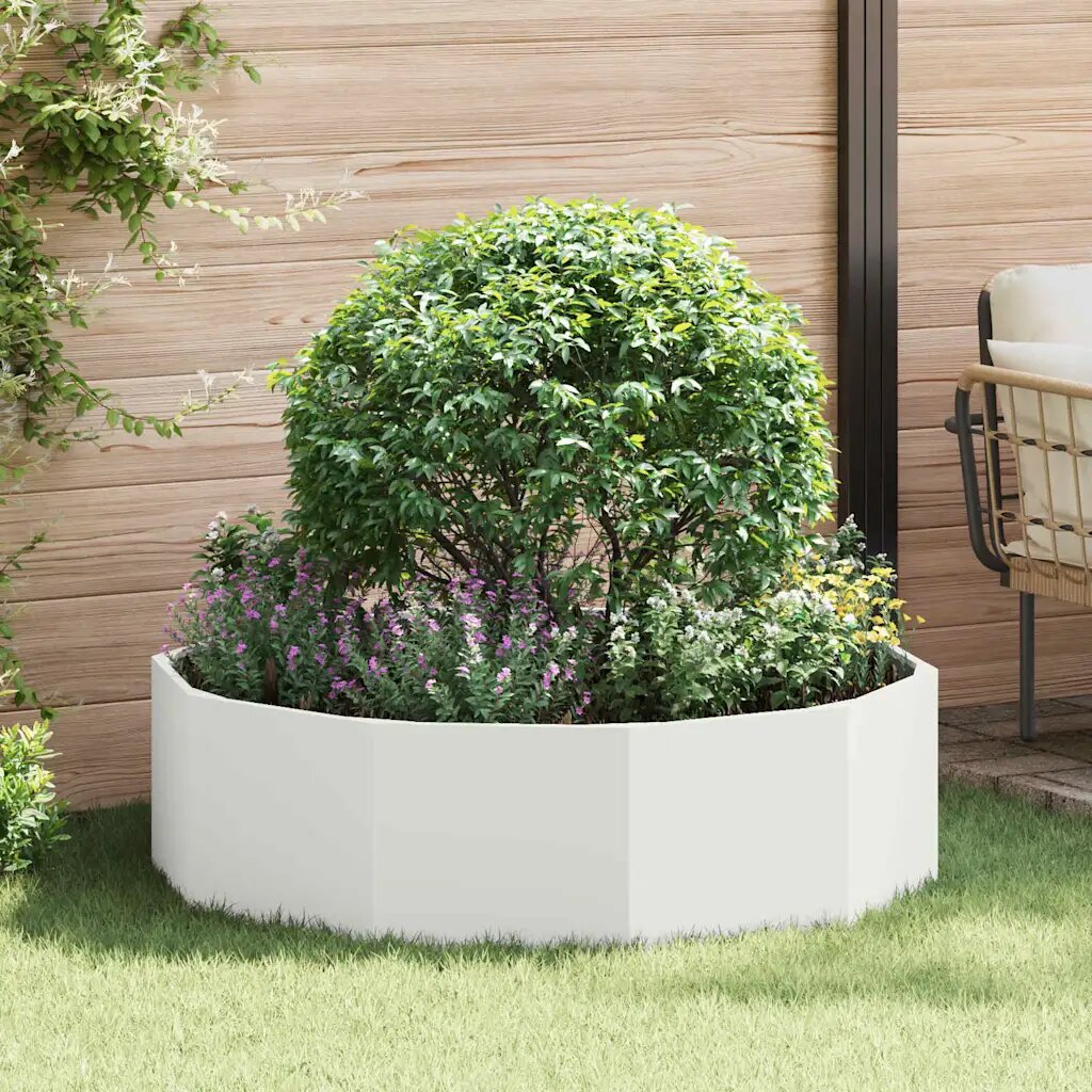vidaXL Кашпа Бяло 120 x 120 x 35 см Стомана