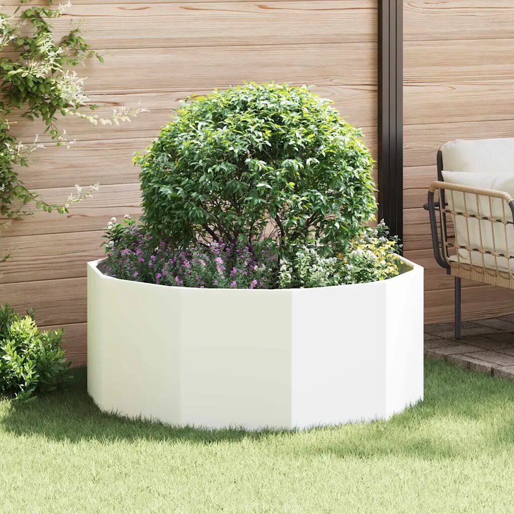 vidaXL Кашпа Бяло 120 x 120 x 50 см Стомана