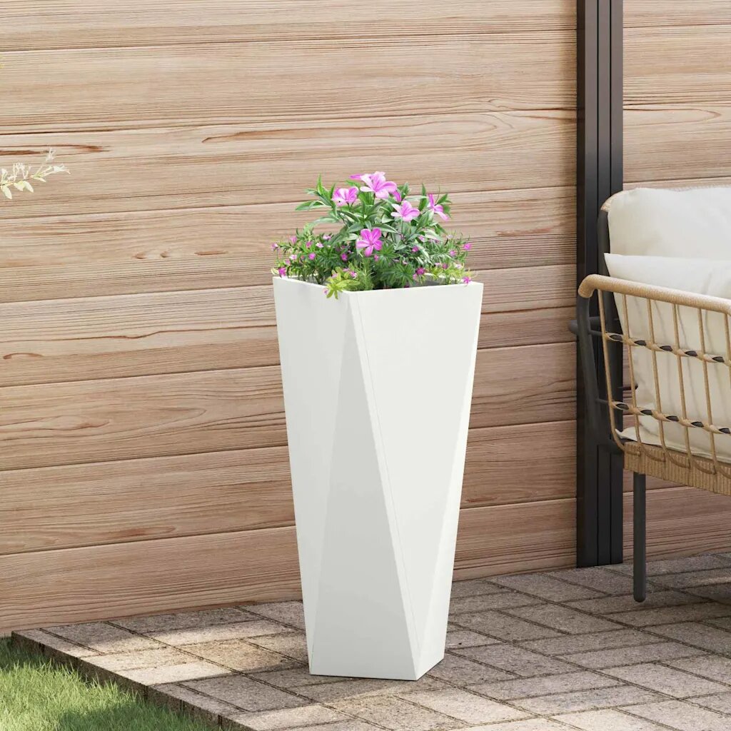 vidaXL Кашпа Бяло 30 x 30 x 75 см Стомана