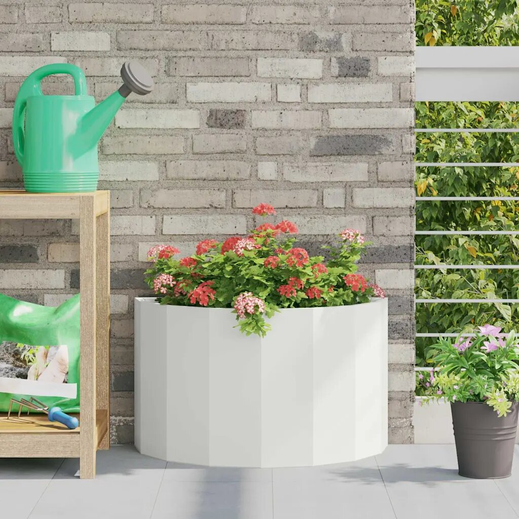 vidaXL Кашпа Бяло 60 x 30 x 35 см Стомана