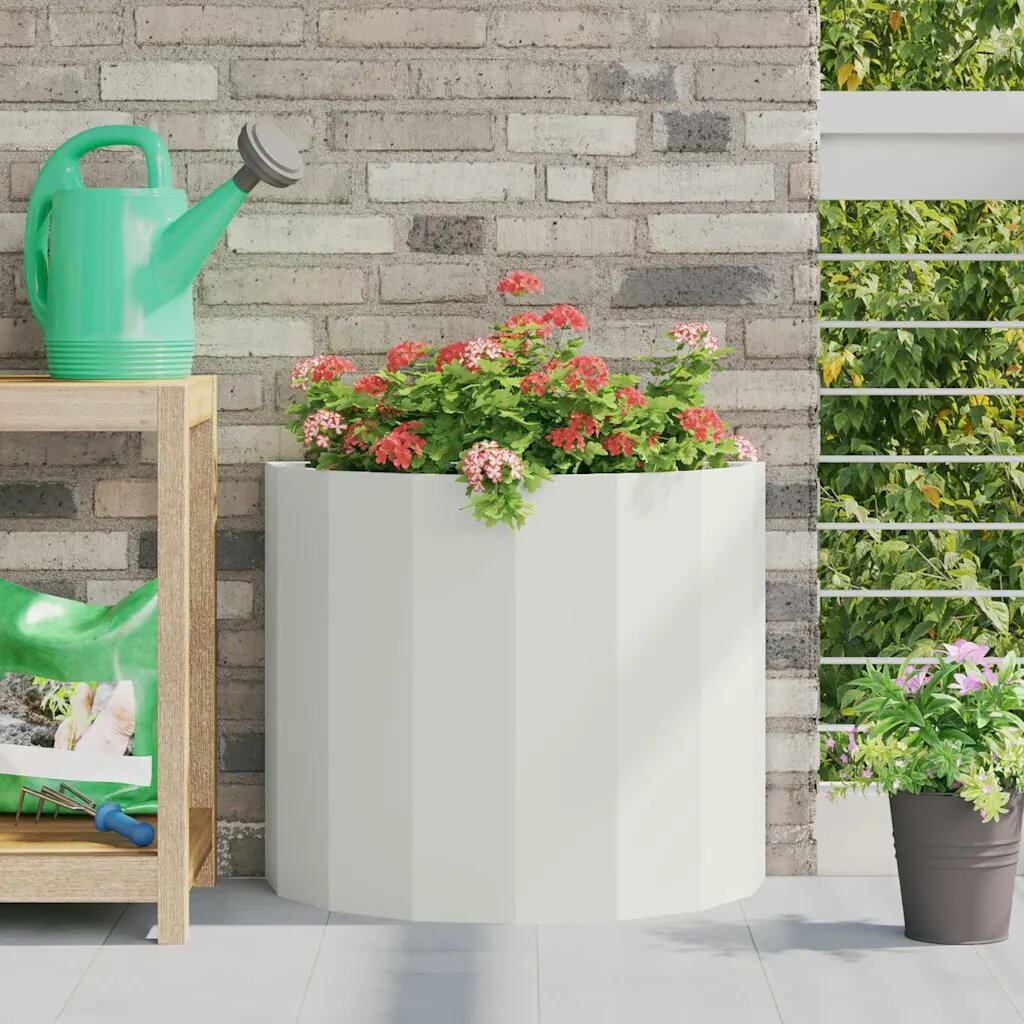 vidaXL Кашпа Бяло 60 x 30 x 50 см Стомана