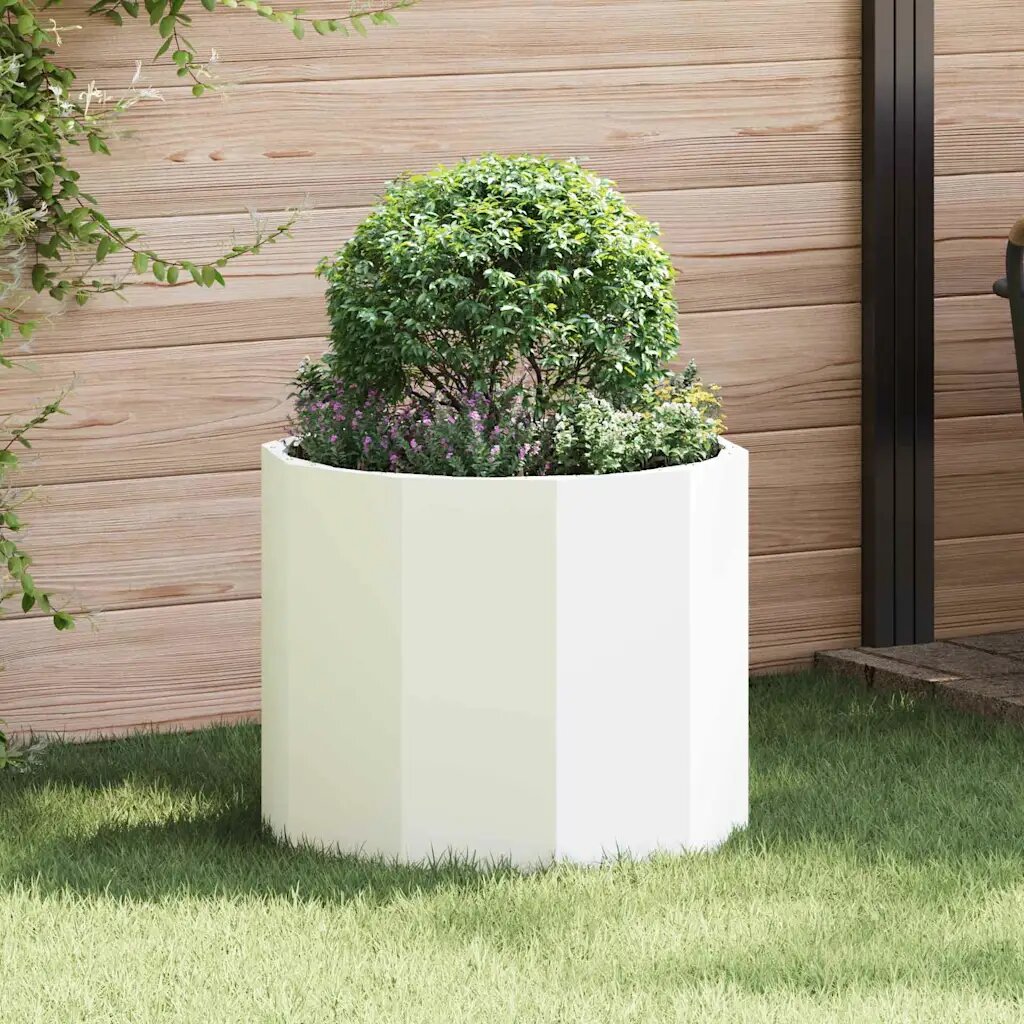 vidaXL Кашпа Бяло 60 x 60 x 50 см Стомана