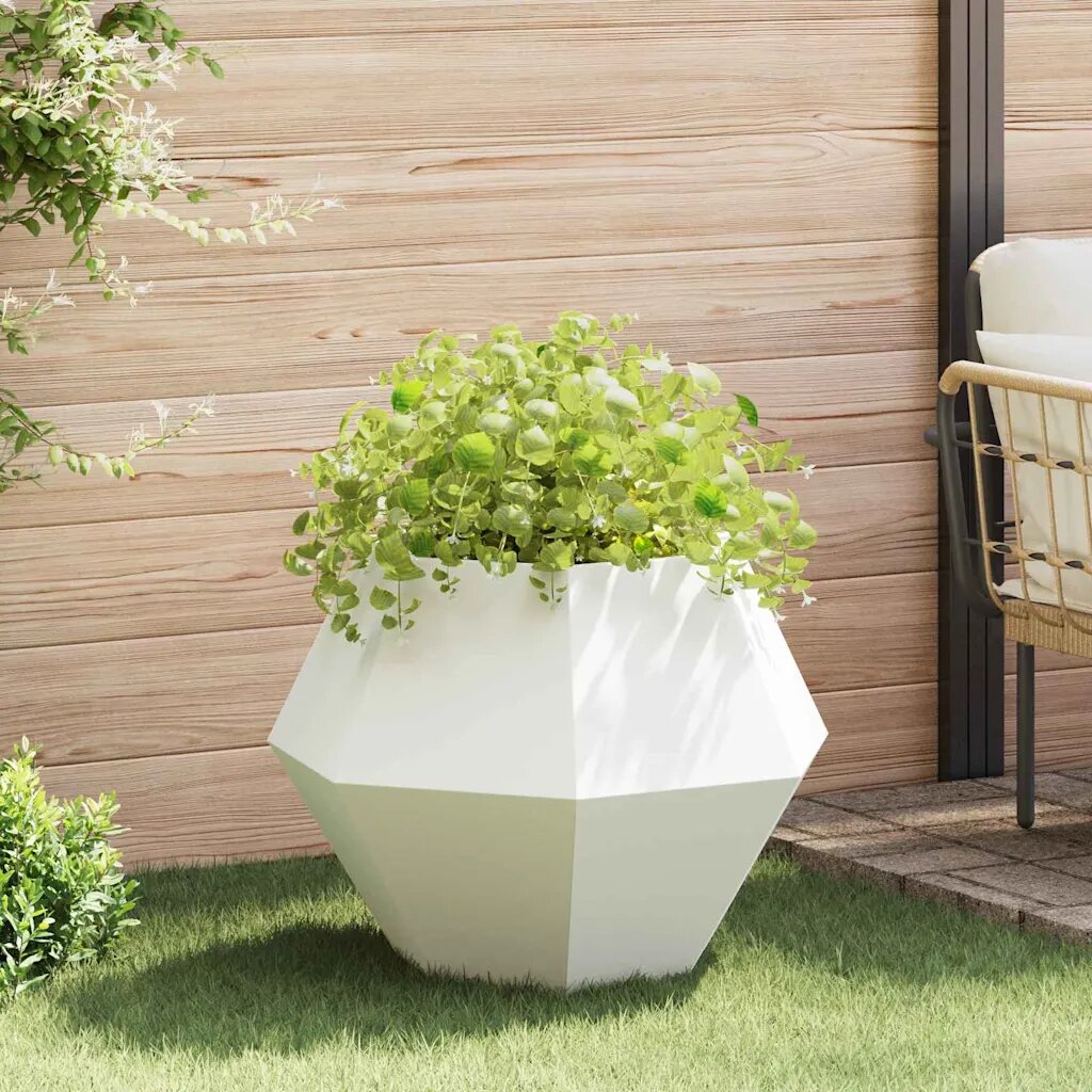vidaXL Кашпа Бяло 75 x 75 x 60 см Стомана