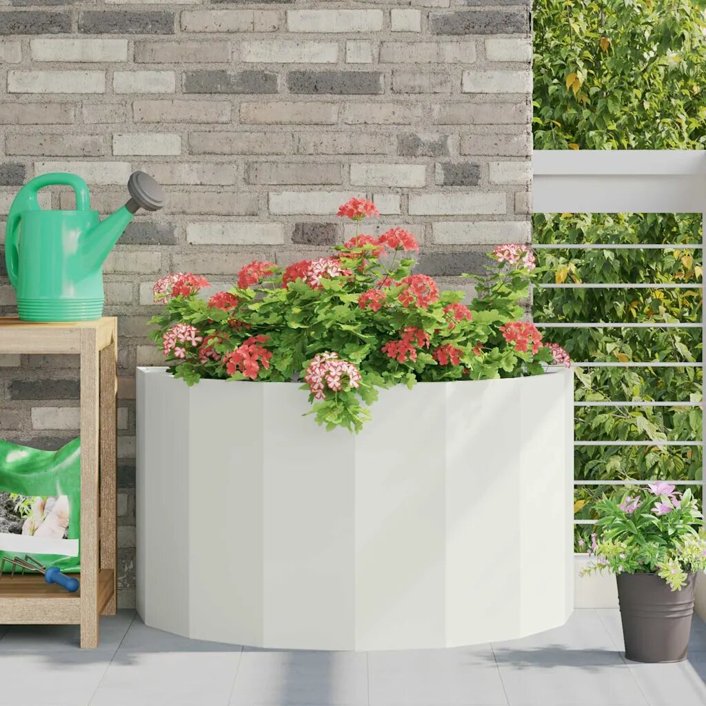 vidaXL Кашпа Бяло 90 x 45 x 50 см Стомана
