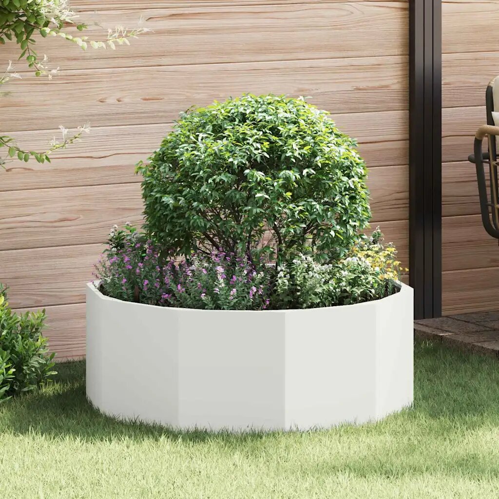 vidaXL Кашпа Бяло 90 x 90 x 35 см Стомана