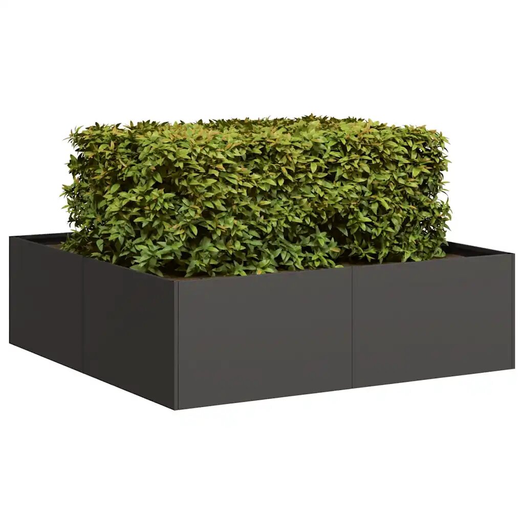 vidaXL Кашпа черна 100x100x30 см стомана