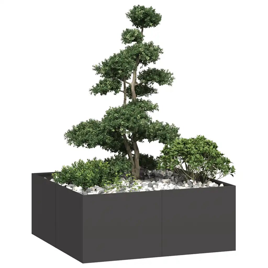 vidaXL Кашпа черна 100x100x40 см стомана