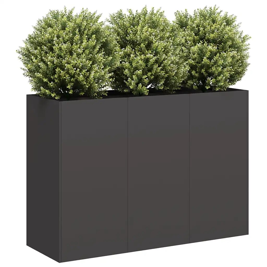 vidaXL Кашпа черна 120x40x80 см студеновалцувана стомана