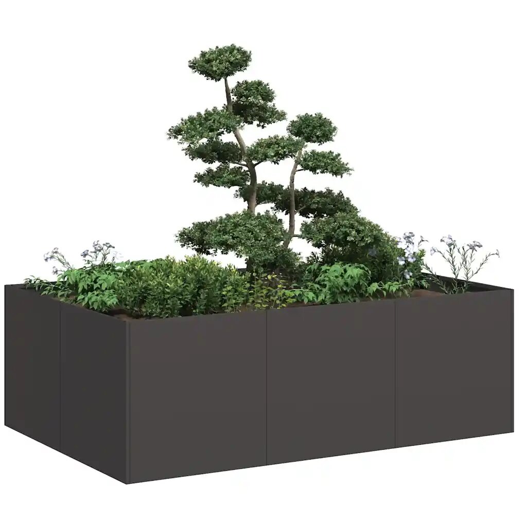 vidaXL Кашпа черна 120x80x40 см стомана