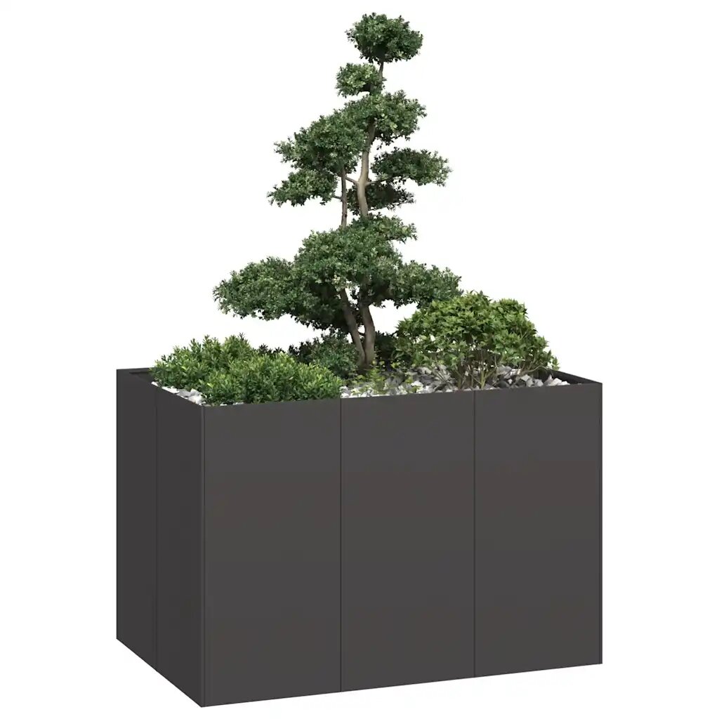 vidaXL Кашпа черна 120x80x80 см стомана