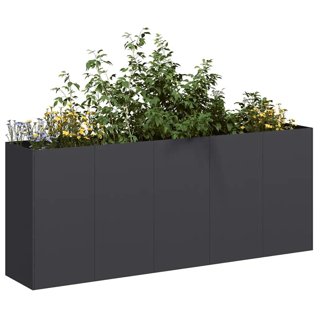 vidaXL Кашпа черна 200x40x80 см студеновалцувана стомана