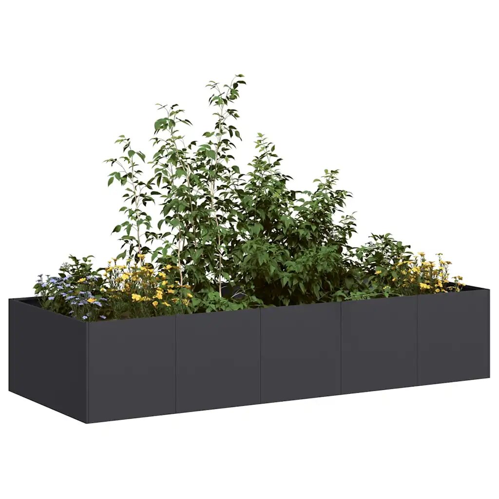 vidaXL Кашпа черна 200x80x40 см стомана