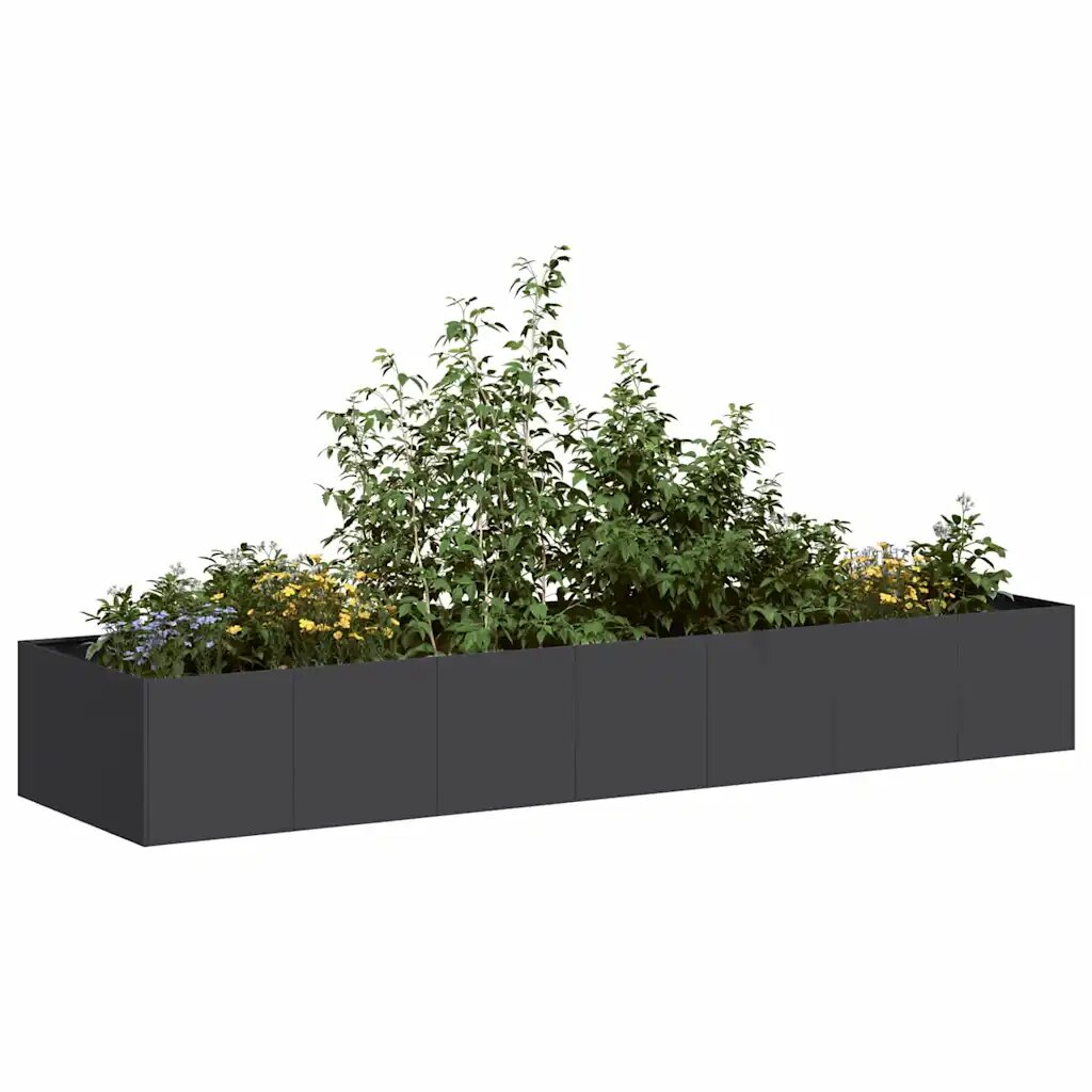 vidaXL Кашпа черна 280x80x40 см стомана