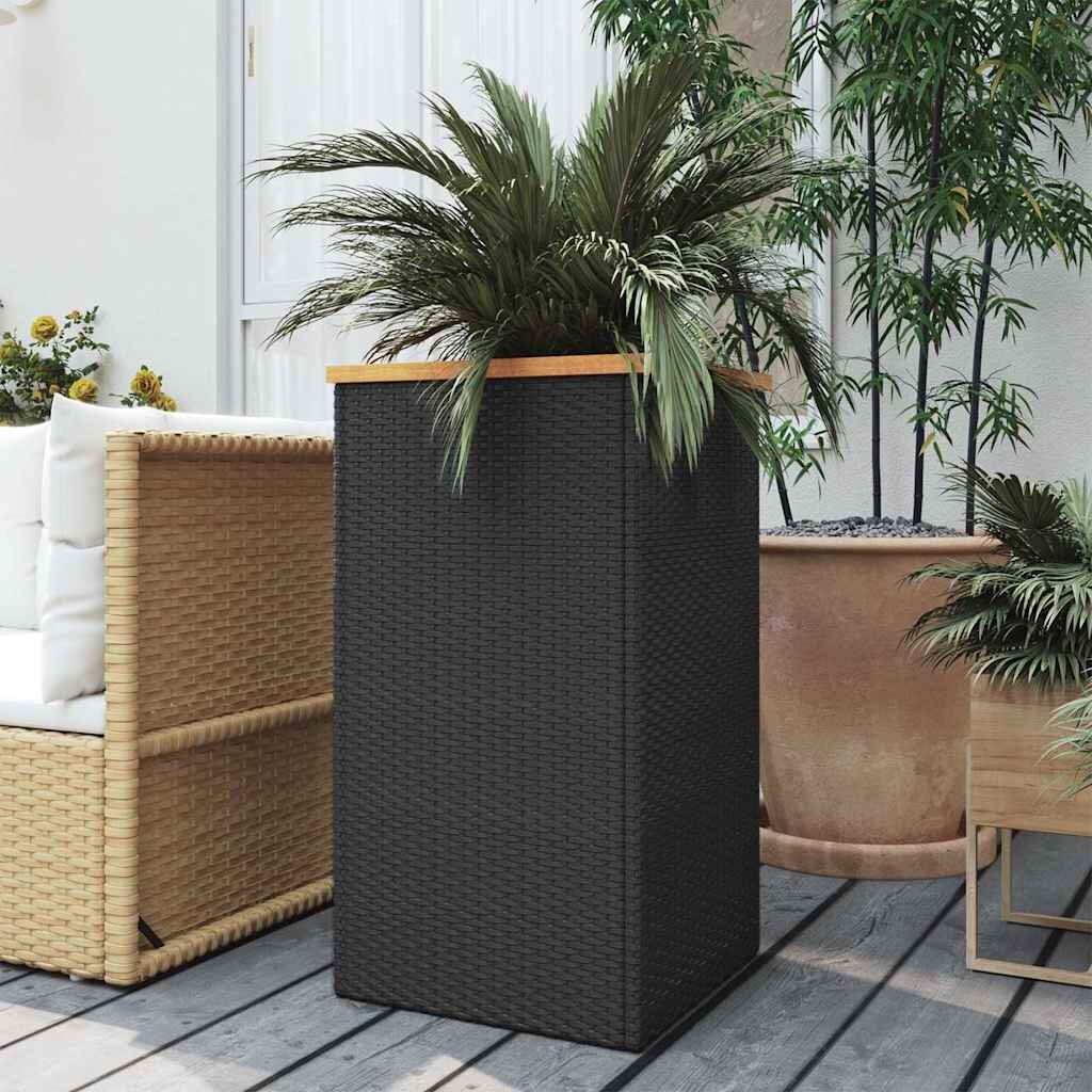 vidaXL Кашпа черна 40x40x80 см полиратан