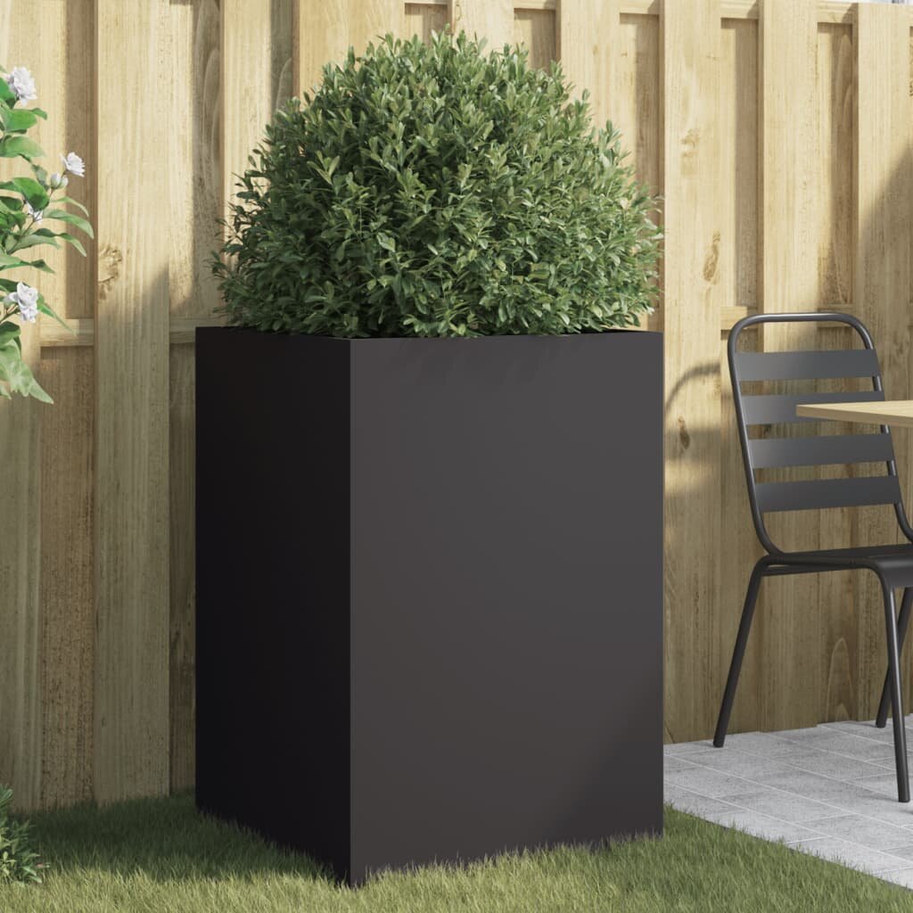 vidaXL Кашпа черна 52x48x75 см стомана