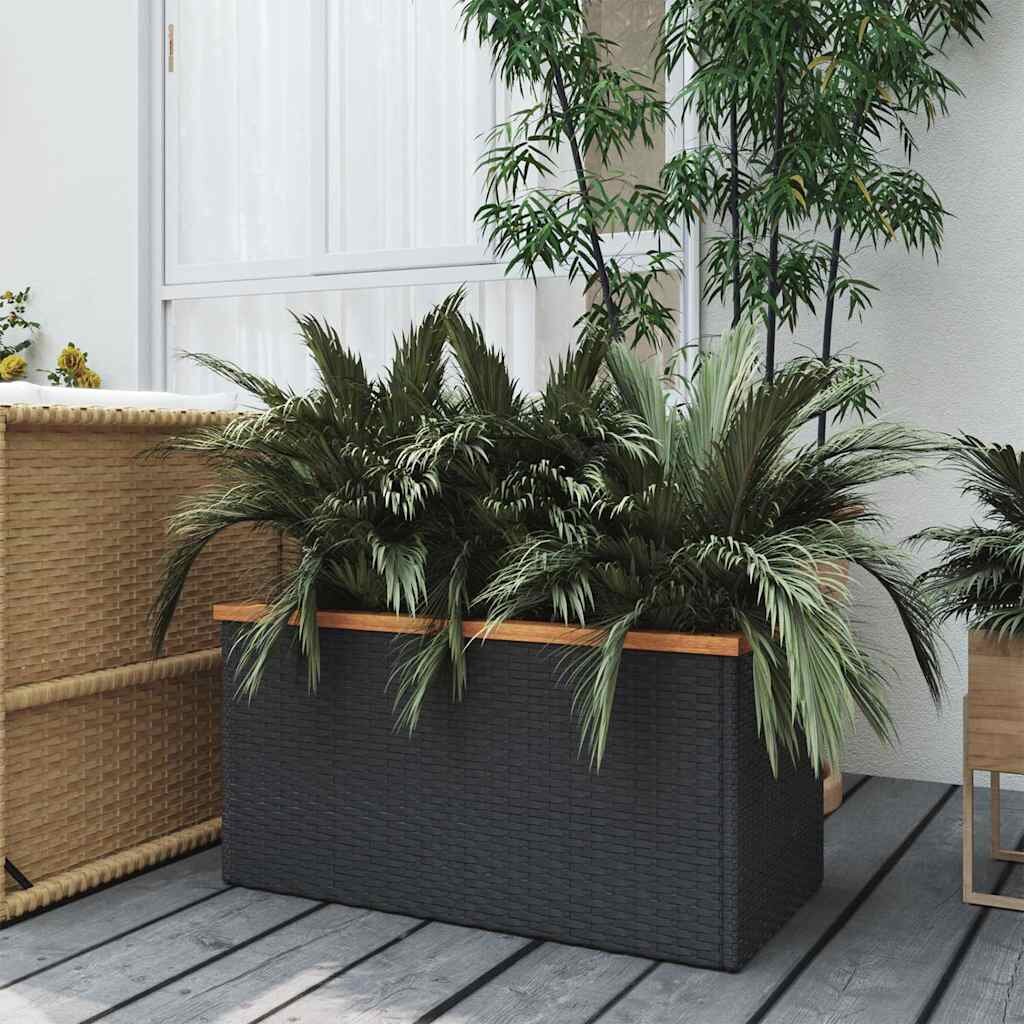 vidaXL Кашпа черна 80x40x40 см полиратан