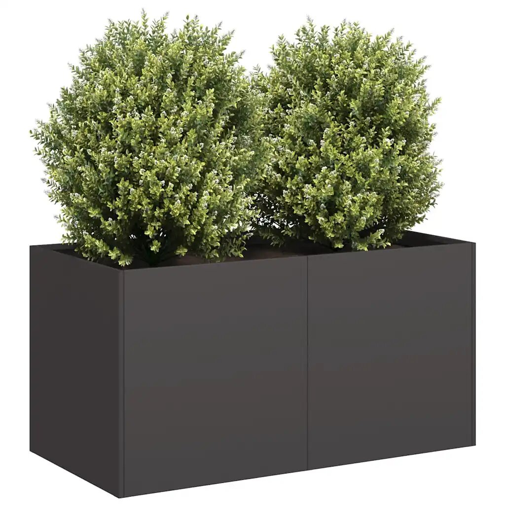 vidaXL Кашпа черна 80x40x40 см студеновалцувана стомана