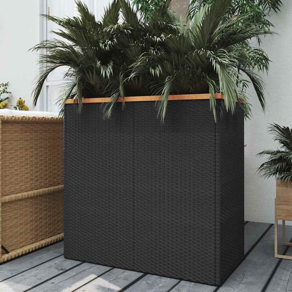 vidaXL Кашпа черна 80x40x80 см полиратан