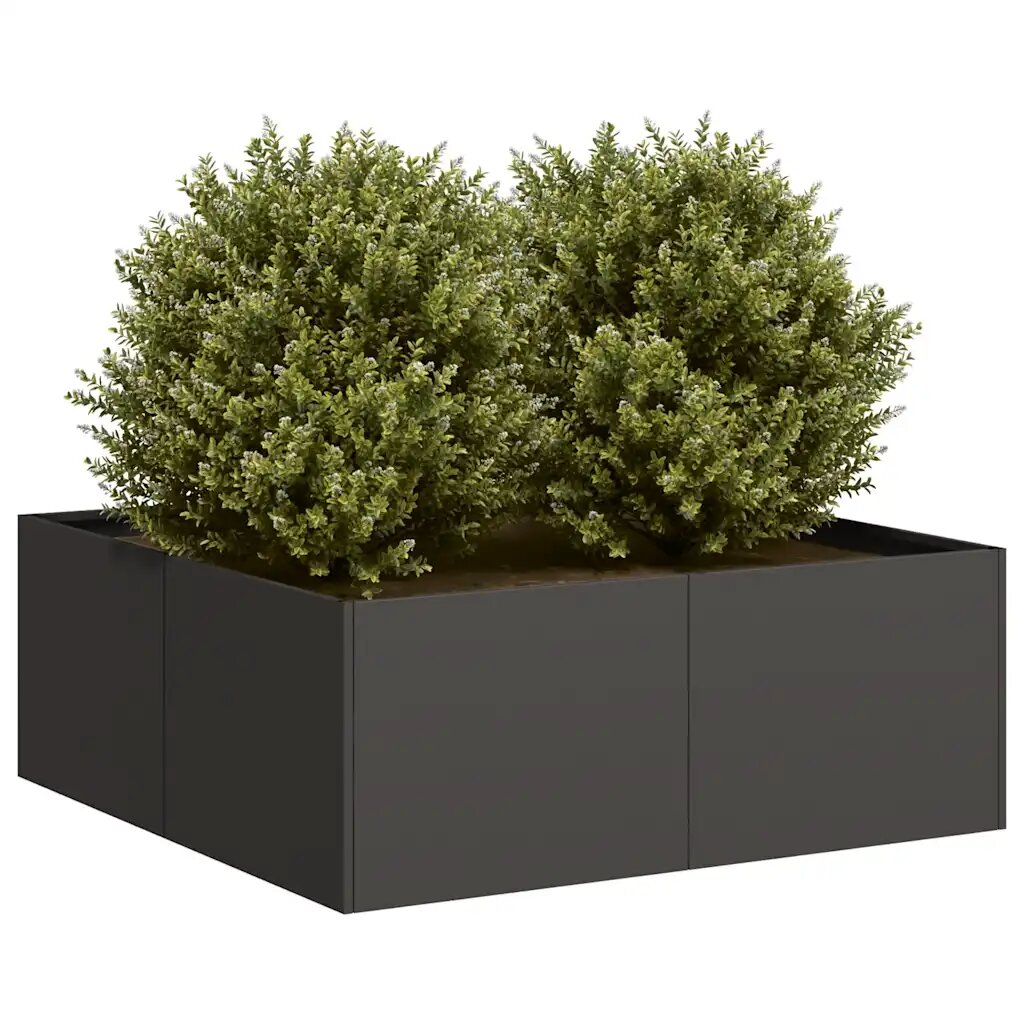 vidaXL Кашпа черна 80x80x30 см стомана