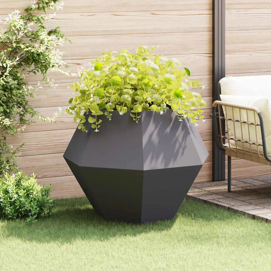 vidaXL Кашпа Черно 100 x 100 x 80 см Стомана