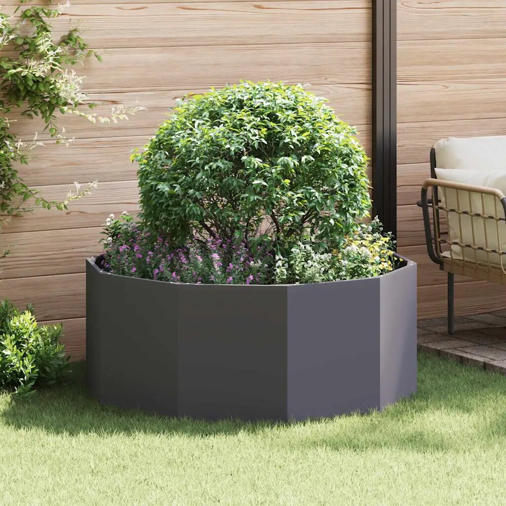 vidaXL Кашпа Черно 120 x 120 x 50 см Стомана