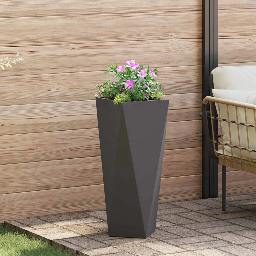 vidaXL Кашпа Черно 30 x 30 x 75 см Стомана