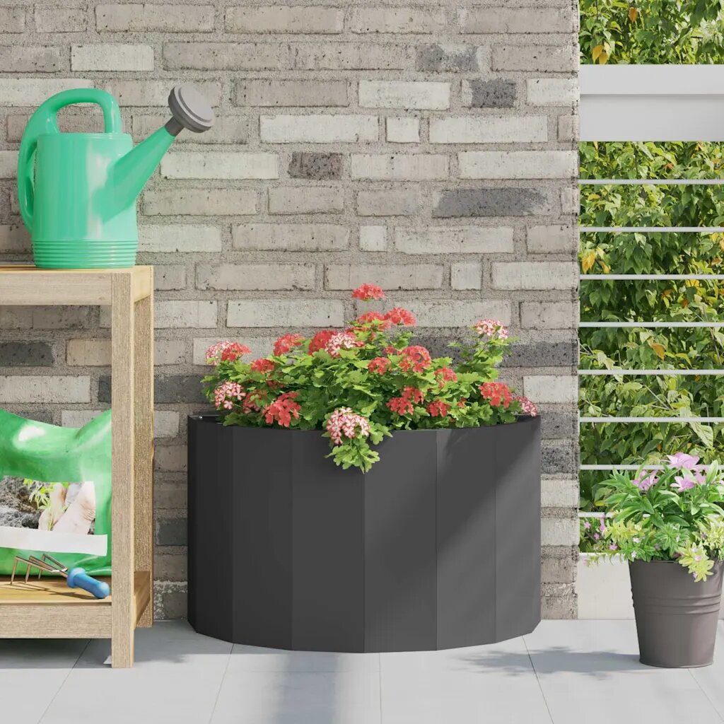 vidaXL Кашпа Черно 60 x 30 x 35 см Стомана