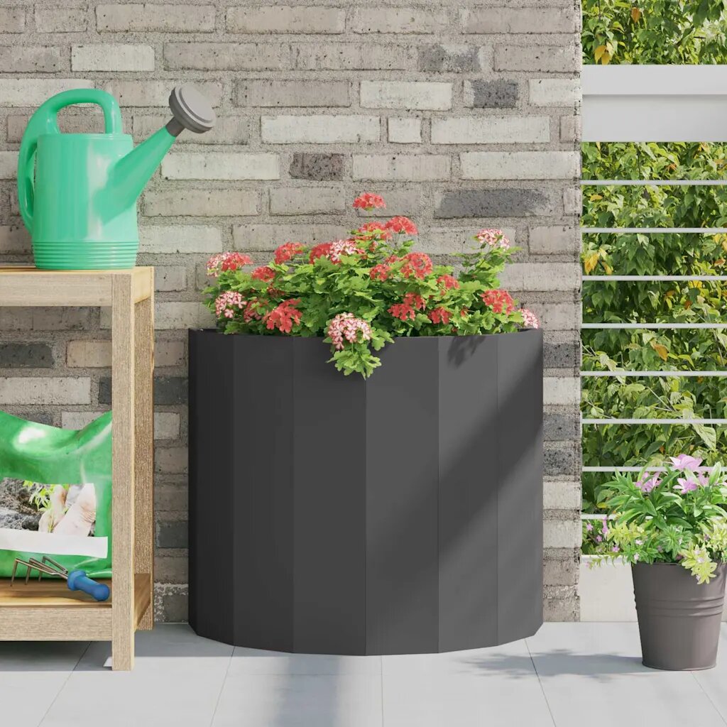 vidaXL Кашпа Черно 60 x 30 x 50 см Стомана
