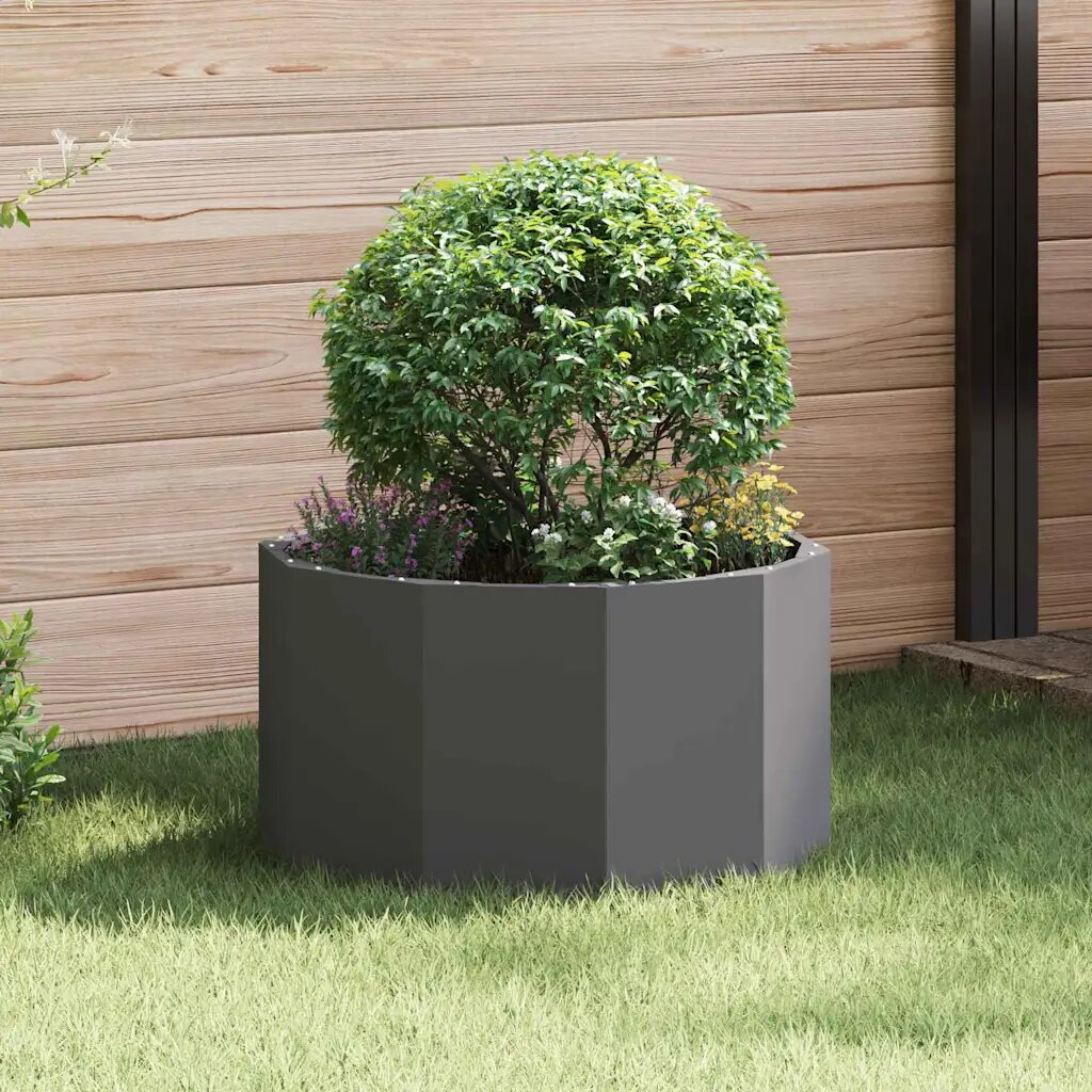 vidaXL Кашпа Черно 60 x 60 x 35 cm Стомана