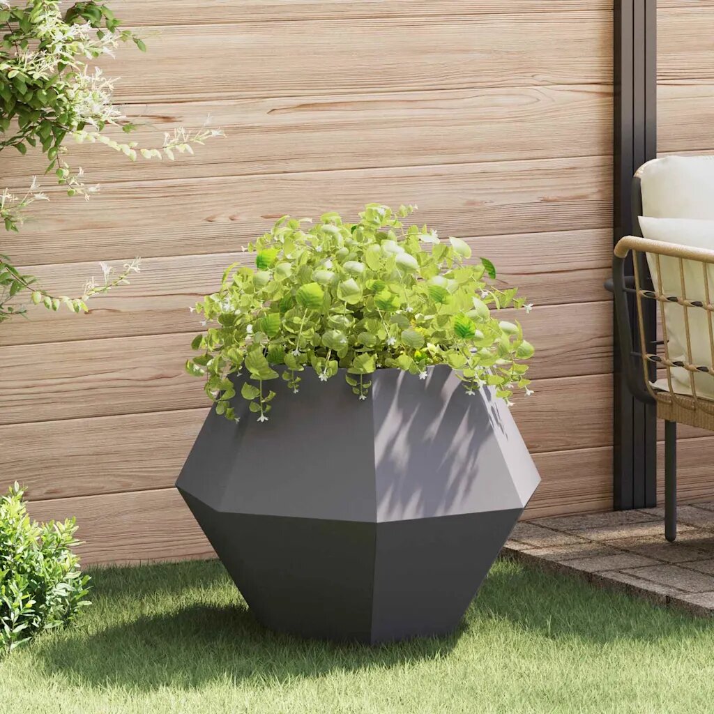 vidaXL Кашпа Черно 75 x 75 x 60 см Стомана