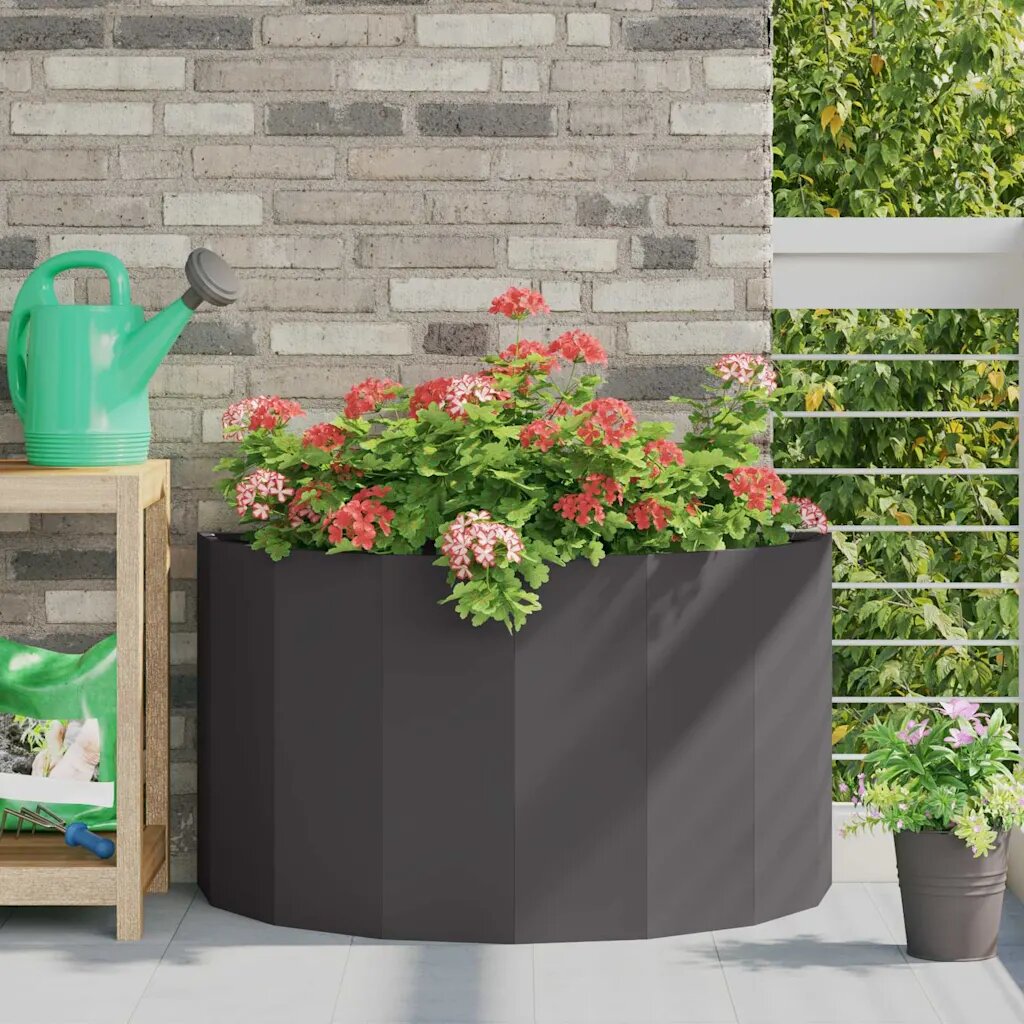 vidaXL Кашпа Черно 90 x 45 x 50 см Стомана