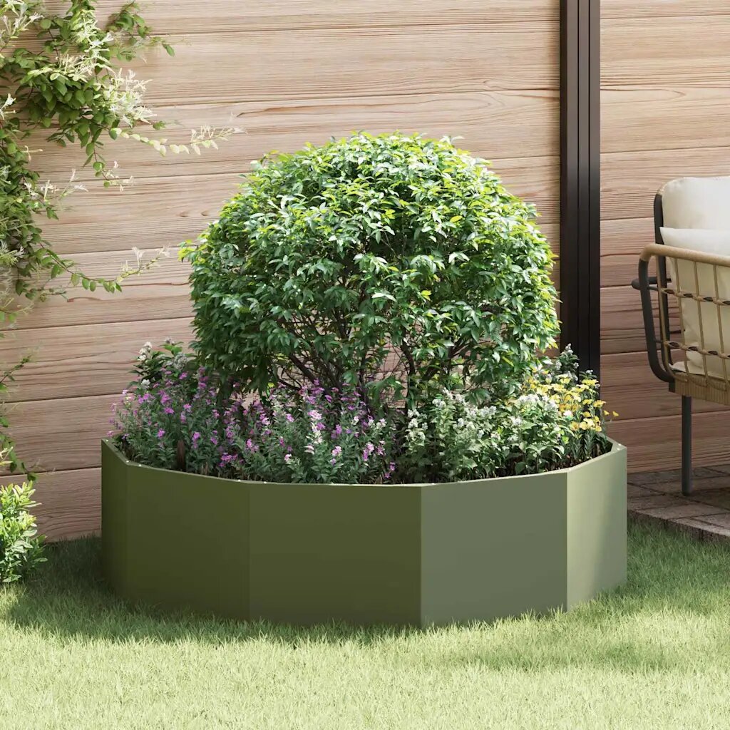 vidaXL Кашпа Маслинено зелено 120 x 120 x 35 см Стомана