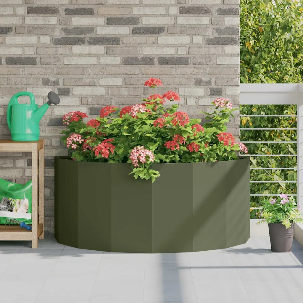vidaXL Кашпа Маслинено зелено 120 x 60 x 50 см Стомана