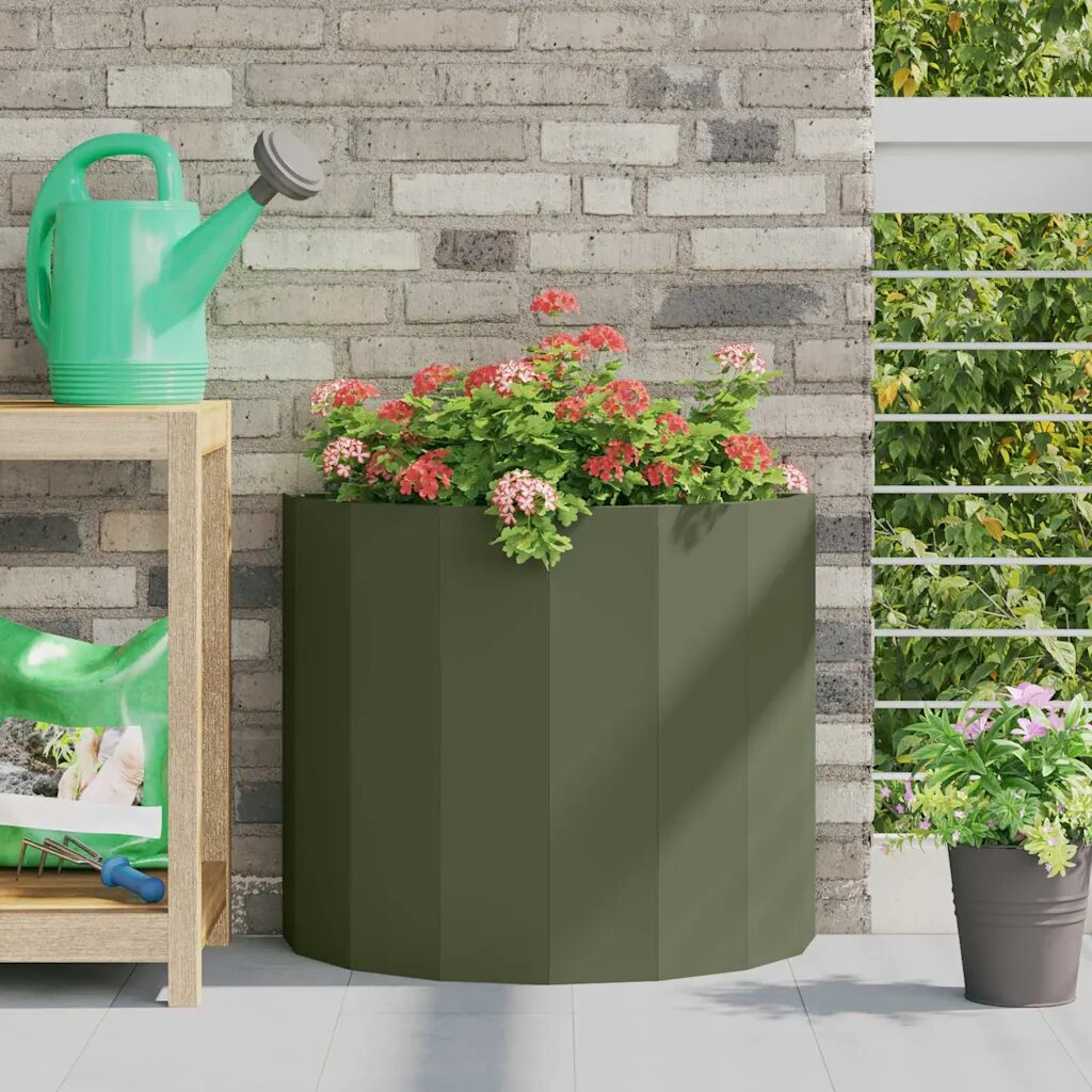 vidaXL Кашпа Маслинено зелено 60 x 30 x 50 см Стомана