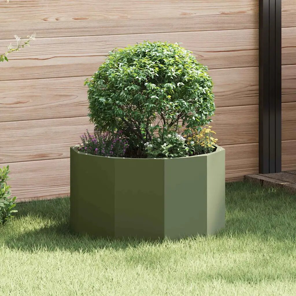 vidaXL Кашпа Маслинено зелено 60 x 60 x 35 cm Стомана