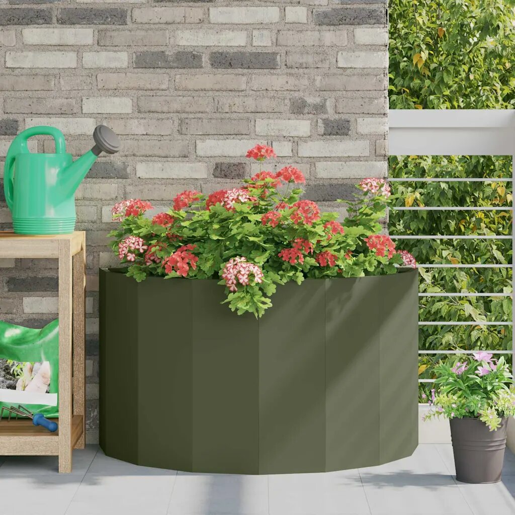 vidaXL Кашпа Маслинено зелено 90 x 45 x 50 см Стомана