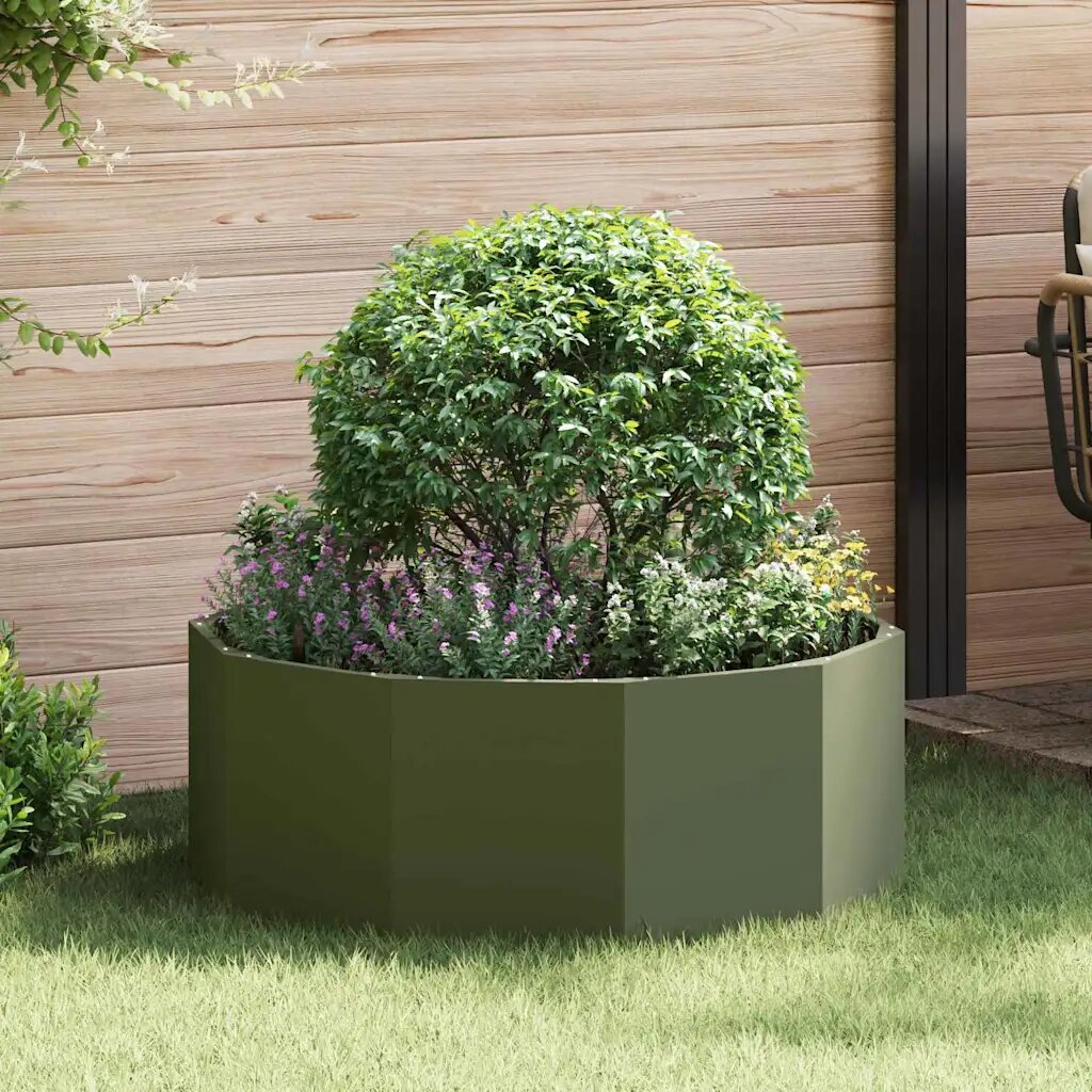 vidaXL Кашпа Маслинено зелено 90 x 90 x 35 см Стомана