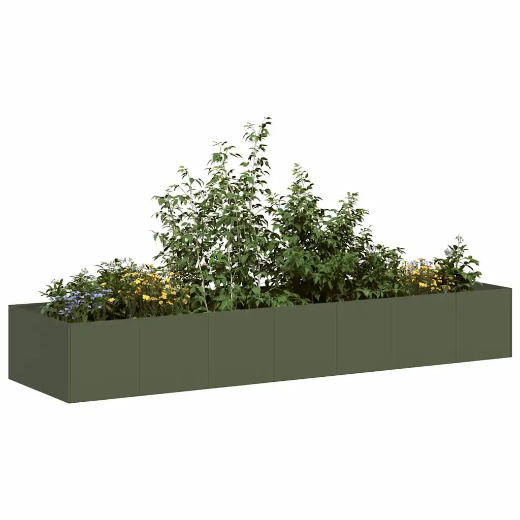 vidaXL Кашпа маслиненозелена 280x80x40 см стомана
