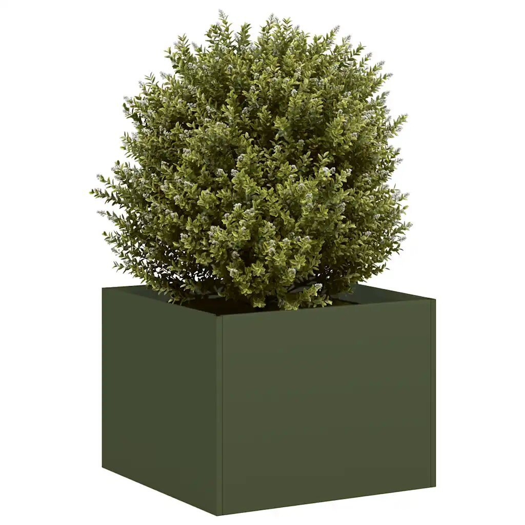 vidaXL Кашпа маслиненозелена 40x40x30 см стомана