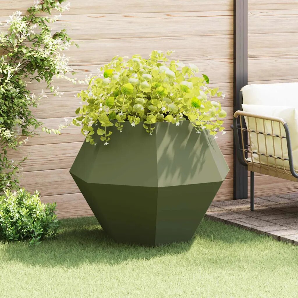 vidaXL Кашпа Маслиненозелено 100 x 100 x 80 см Стомана